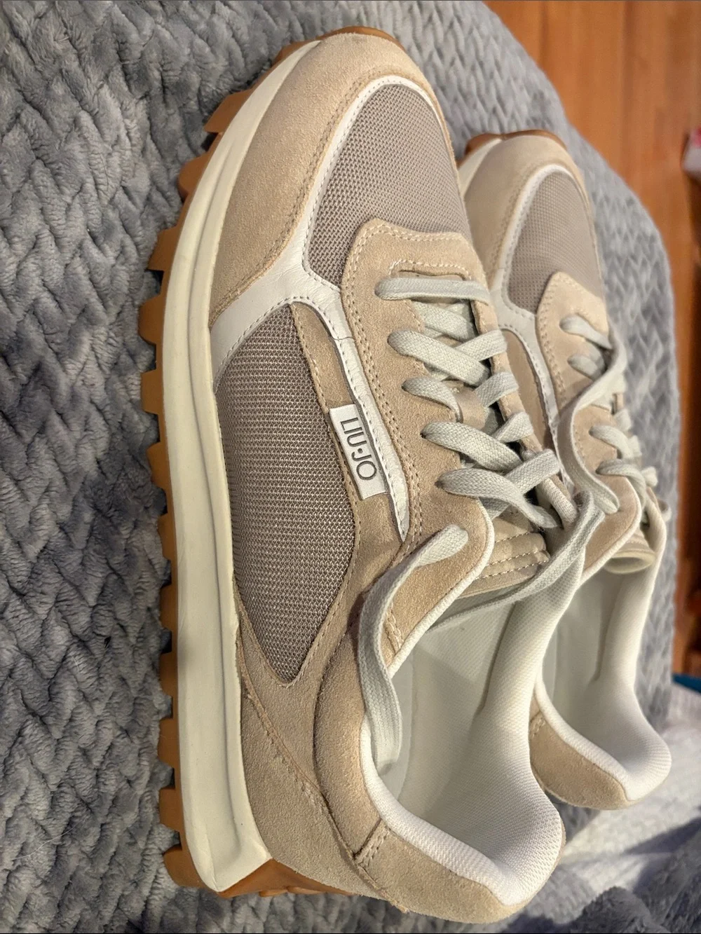 Liu Jo Men's Beige, Cream & Taupe Mesh Suede Sneakers